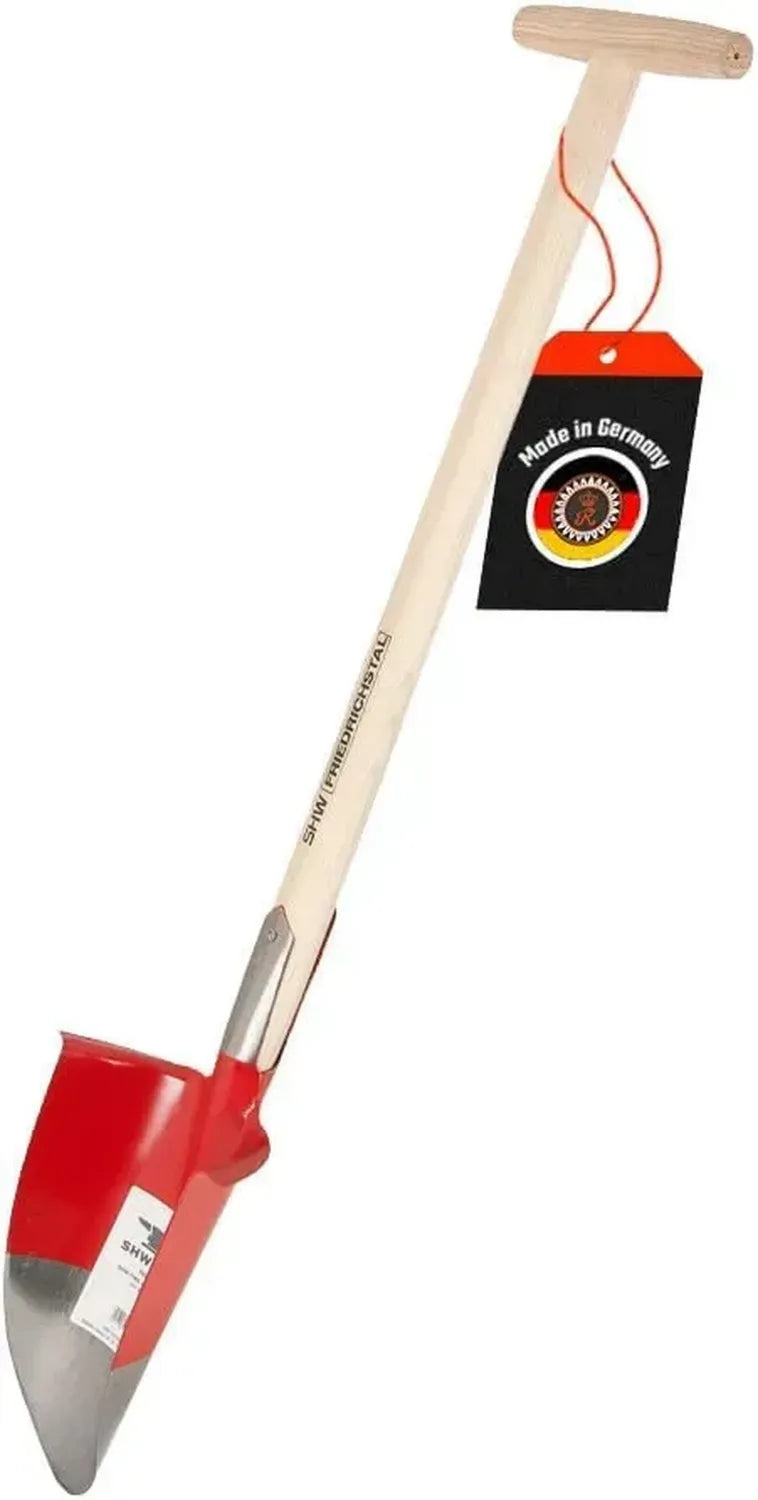 Gartenspaten mit robustem Eschenholzstiel, ergonomischem T-Griff und gehärtetem Stahlkopf