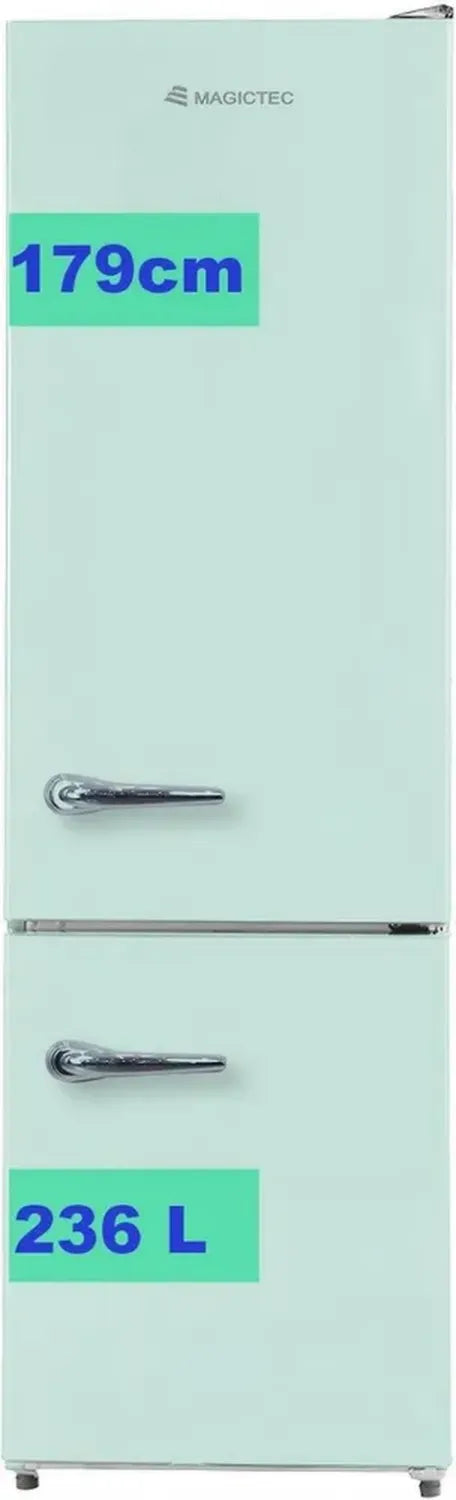 Freistehender Retro-Kühlschrank mit Gefrierfach, 236L Gesamtvolumen, No Frost, elektronische Steuerung, Matcha-Grün